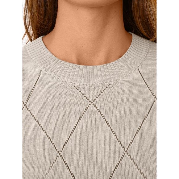 Womens Knit Sweater Lightweight Short Sleeve Hollow Out Wool Blend Top - Picture 5 of 5